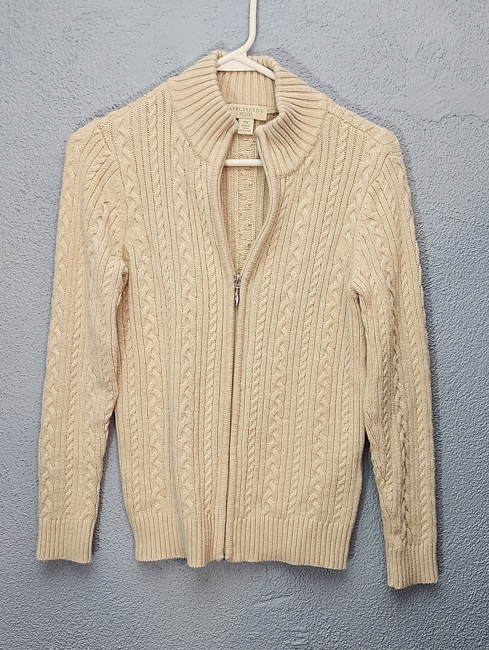 Appleseed's Cream Cable Zip Cardigan